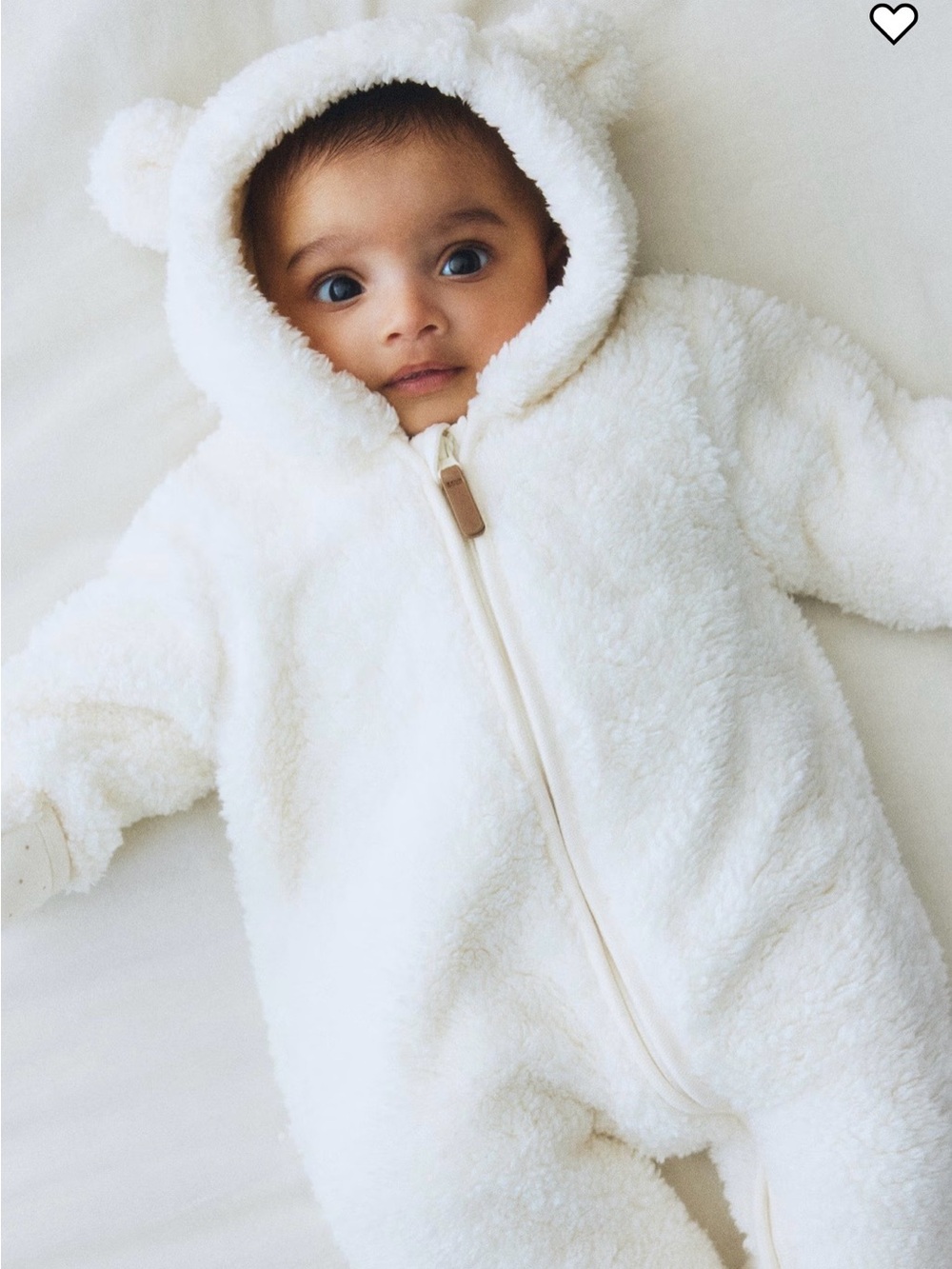 H&M Pink Baby Sherpa One-Piece Bear Ears Hooded Romper | 6M | - Picture 5 of 11